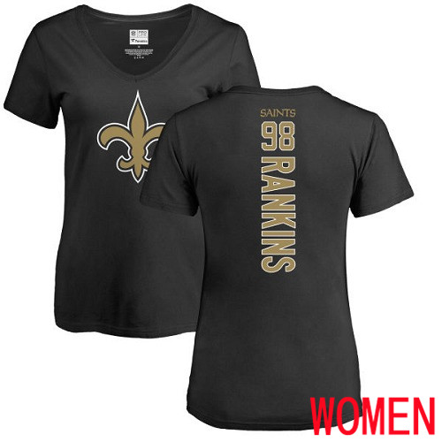 New Orleans Saints Black Women Sheldon Rankins Backer Slim Fit NFL Football #98 T Shirt->nfl t-shirts->Sports Accessory